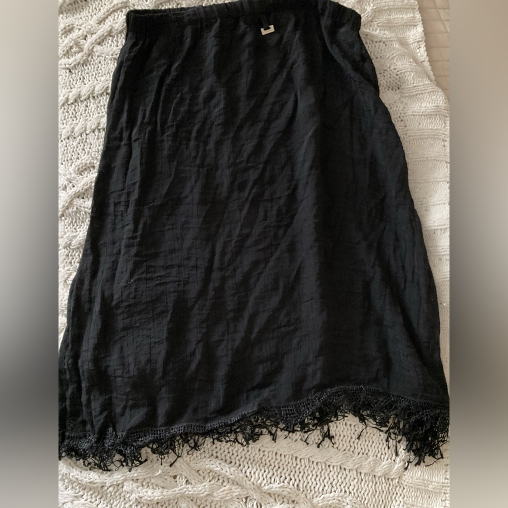 Zingara medium Black Lace Trimmed swimsuit skirt cover-up